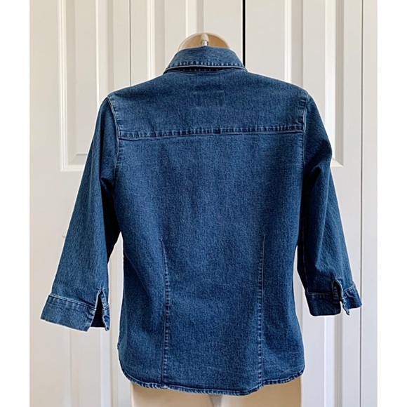 SONOMA Sz PM Stretch Blue Denim Button Down Shirt - Picture 2 of 7